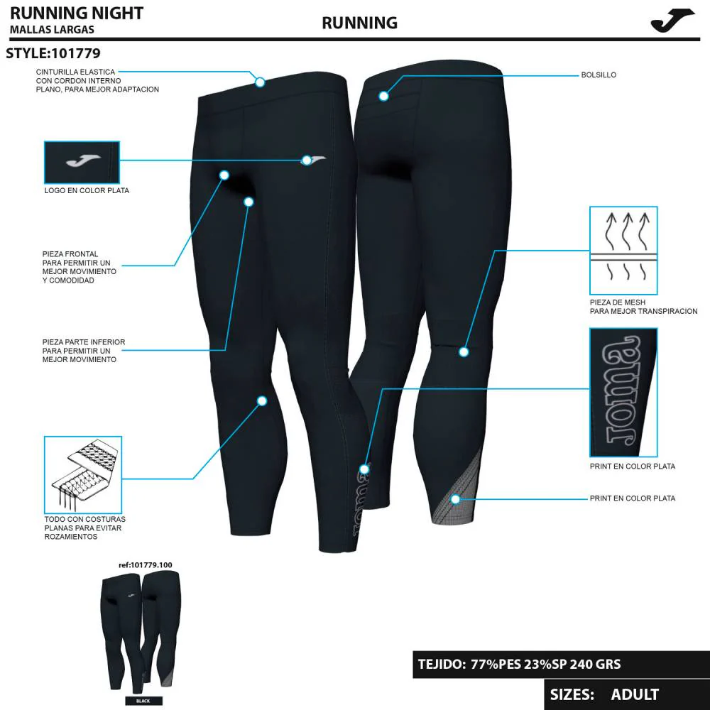 MALLAS LARGAS JOMA R-NIGHT - Negro - Imagen 5