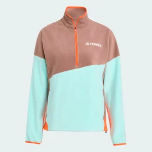 SUDADERA ADIDAS TERREX MULTI CLIMAWARM FLEECE MUJER - Trace Brown / Semi Flash Aqua / Semi Impact Orange
