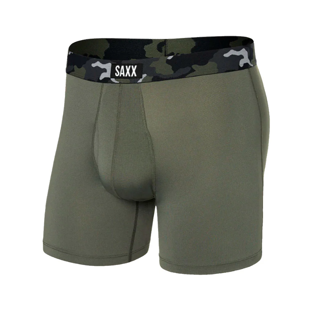 CALZONCILLOS BÓXER SAXX SPORT MESH - Dusty Olive / Camo Waistband