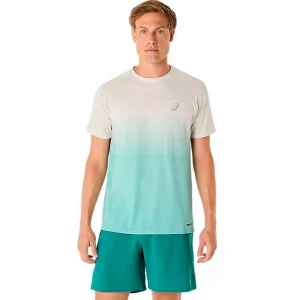 CAMISETA ASICS SEAMLESS SS TOP - Birch / Oasis Green